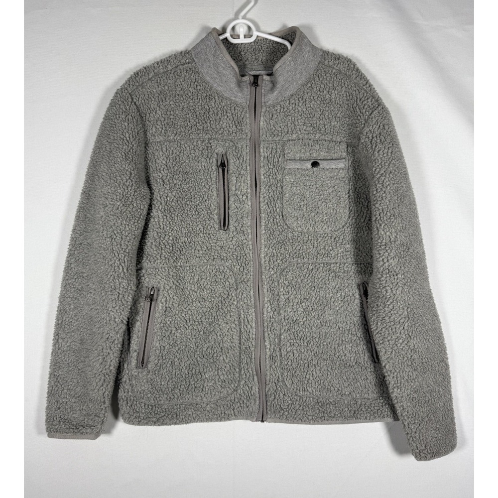 Marine Layer Jacket Mens Medium Gray Full Zip Sherpa Deep Pile Fleece Soft